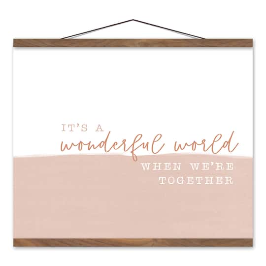 Wonderful World Together 20" x 16" Teak Hanging Canvas